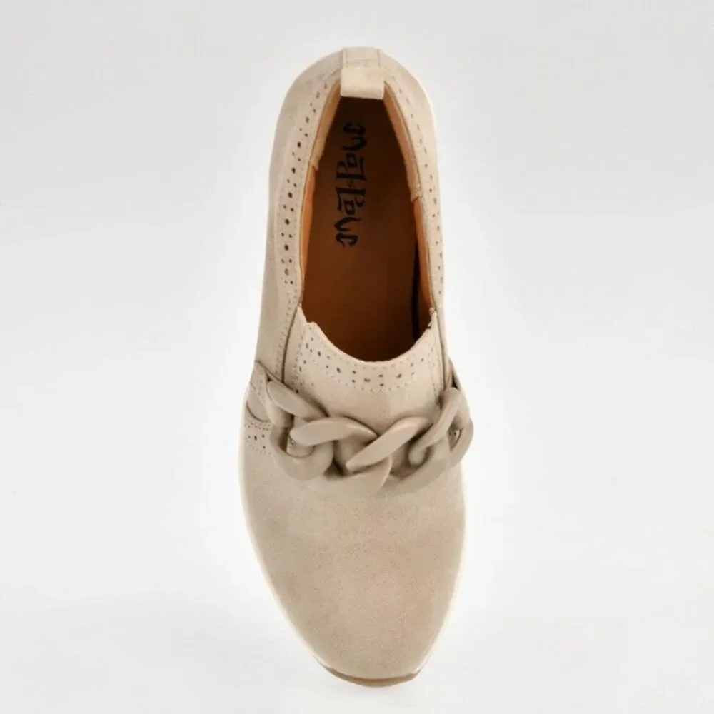 Mad Love Women's Taupe Platform Slip-On Sneakers